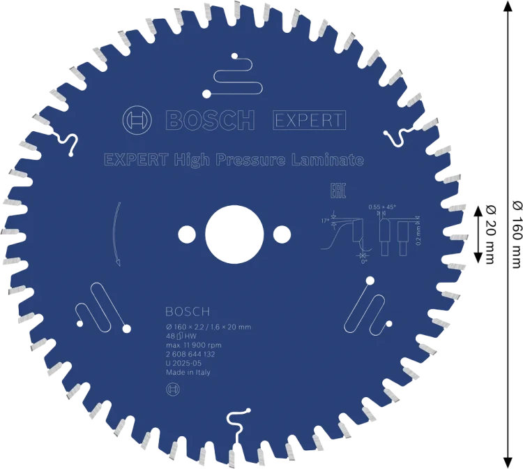 Powłoka ProteQtion i szczeliny tłumiące wibracje tarczy Bosch EXPERT 160x20 mm