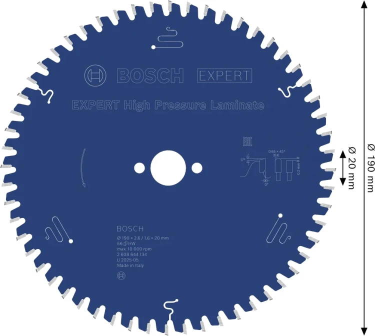 Zęby z węglika spiekanego Extra Hard Microteq o geometrii HLTCG tarczy Bosch EXPERT 190 mm