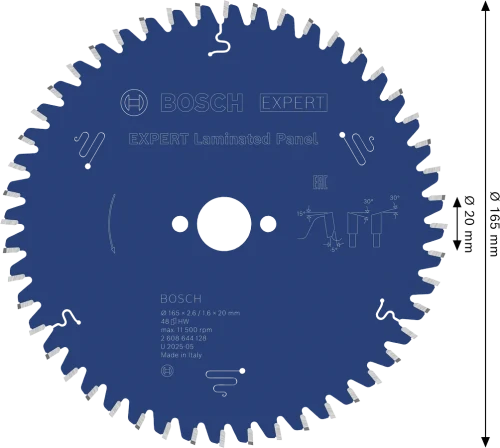 Zęby z węglika spiekanego Extra Hard Microteq o geometrii ATB tarczy Bosch EXPERT 165 mm