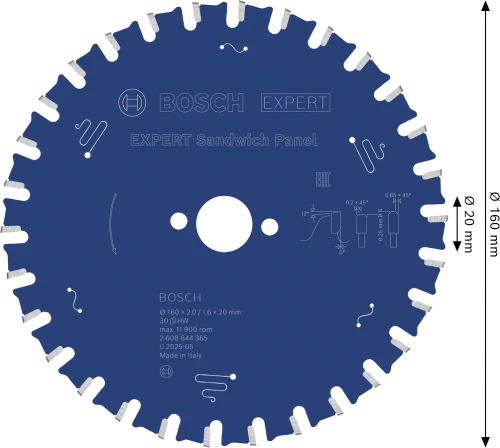 Zęby z węglika Microteq HLTCG do cięcia blachy stalowej tarczy Bosch EXPERT 160 mm