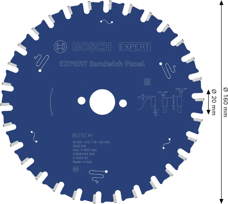 Zęby z węglika Microteq HLTCG do cięcia blachy stalowej tarczy Bosch EXPERT 160 mm