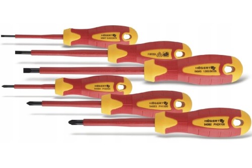 Zestaw 6 wkrętaków izolowanych Hogert Technik HT1S996 1000 V ze stali S2 dla elektryka
