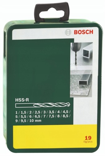 Wiertło do metalu Bosch zestaw 19 szt. 2607019435 HSS-R w metalowej kasecie