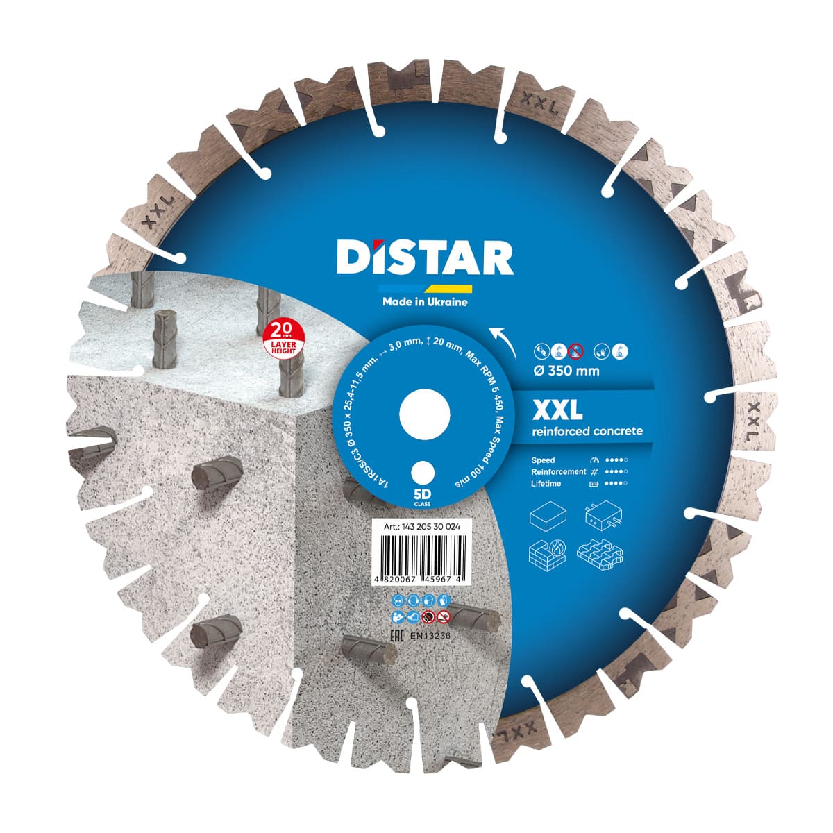Tarcza diamentowa Distar XXL 350 mm × 25.4 mm