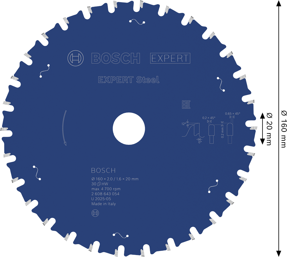 Tarcza pilarska do cięcia stali Bosch EXPERT Steel 160x20 mm 30Z 2608643054