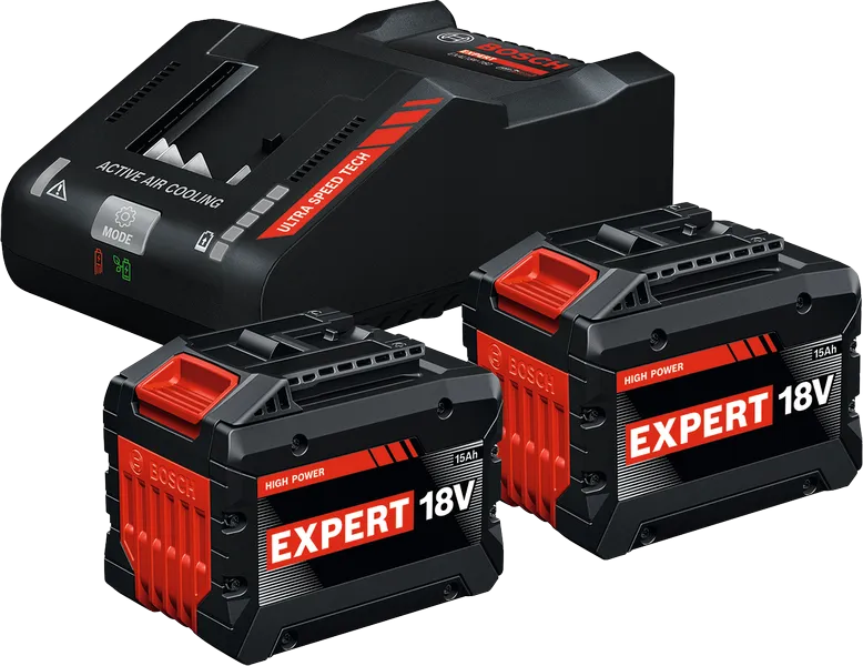 Bosch EXPERT Zestaw 2 akumulatorów 18V 15,0 Ah EXBA18V-150 i ładowarka EXAL18V-160