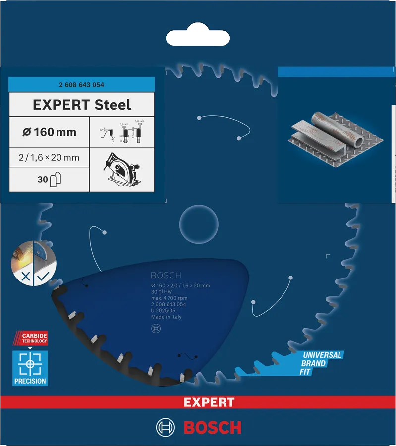 Geometria zębów Microteq HLTCG tarczy do cięcia stali Bosch EXPERT 160 mm