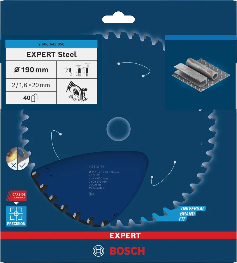 Geometria zębów Microteq HLTCG tarczy do cięcia stali Bosch EXPERT 190 mm